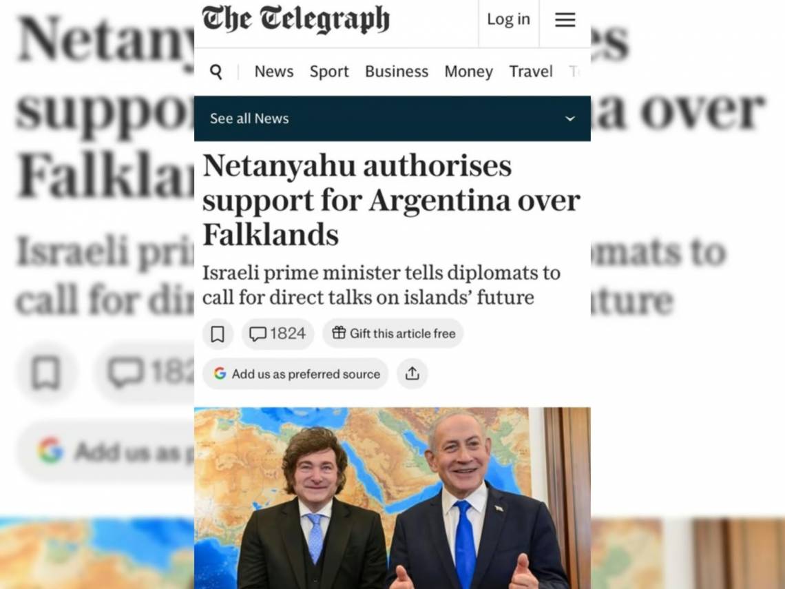 Un medio británico afirma que Israel respaldará el reclamo argentino por Malvinas