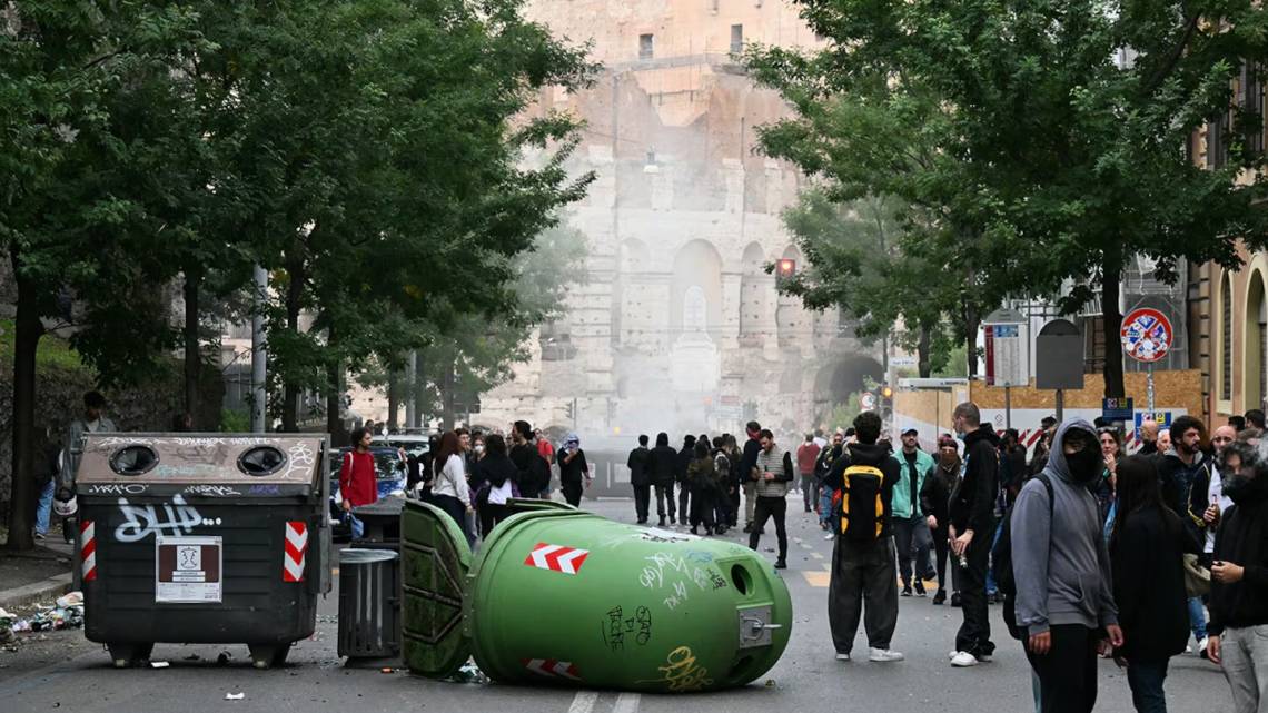 Italia: una masiva jornada de protestas contra Meloni terminó con choques entre manifestantes y policías