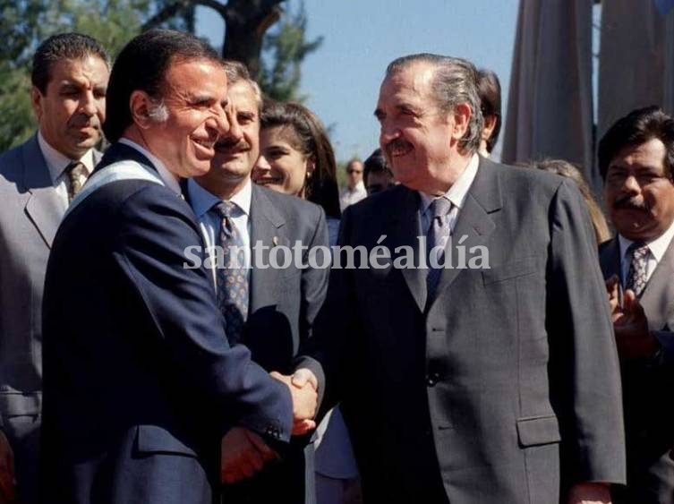 Carlos Menem y Raúl Alfonsín, protagonistas del Pacto de Olivos. (Foto de Archivo)