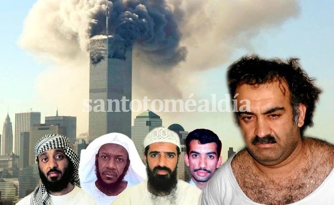 Khalid Shaikh Mohammed (primero de la derecha), es considerado el cerebro del atentado del 11 de septiembre de 2001. Irá a juicio junto cuatro cómplices. (Foto: Infobae)