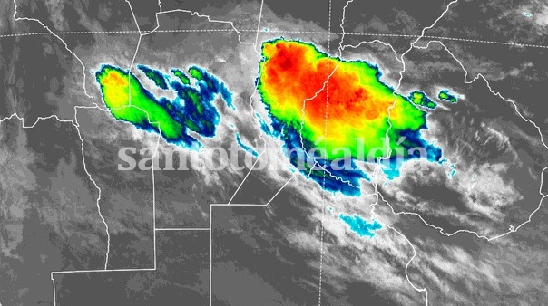 La imagen satelital del SMN muestra la tormenta sobre nuestra región. 