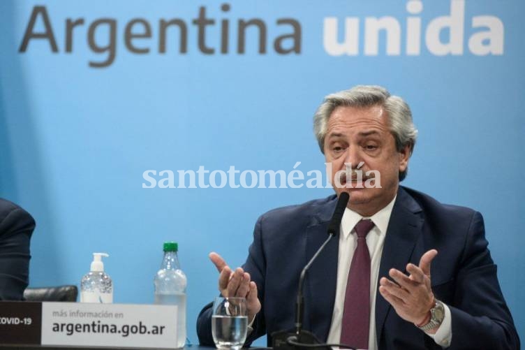 El presidente Alberto Fernández, durante el anuncio.