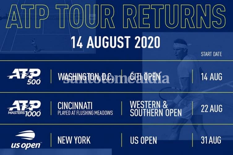 Anuncian el regreso del tenis: la ATP publicó el calendario para la reanudación del tour en agosto