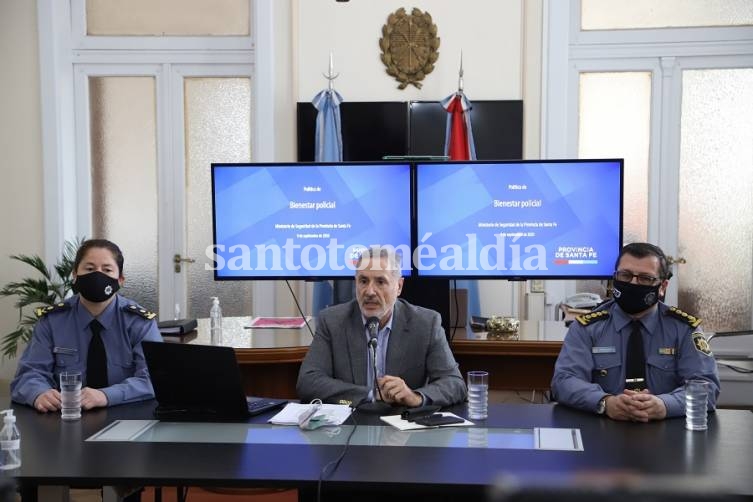 El ministro de Seguridad, Marcelo Sain, llevó a cabo este miércoles una conferencia de prensa.