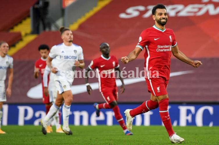 Salah festeja el gol del triunfo (Foto: AP).