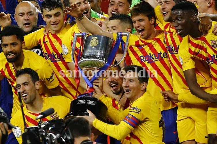 Lionel Messi se consagró campeón de la Copa del Rey con el Barcelona (REUTERS/Marcelo Del Pozo)