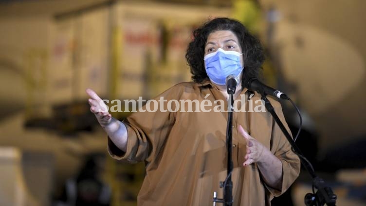 La ministra de Salud de la Nación, Carla Vizzotti, expresó su satisfacción por la llegada hoy de más de 2 millones de vacunas (Foto: Julián Álvarez- Télam).