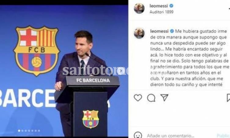 Luego de la conferencia, Messi escribió un mensaje en su cuenta de Instagram.