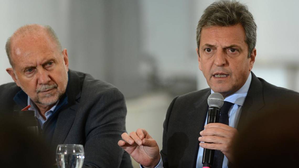 Massa y Perotti, en la conferencia de prensa. (Foto: Télam)