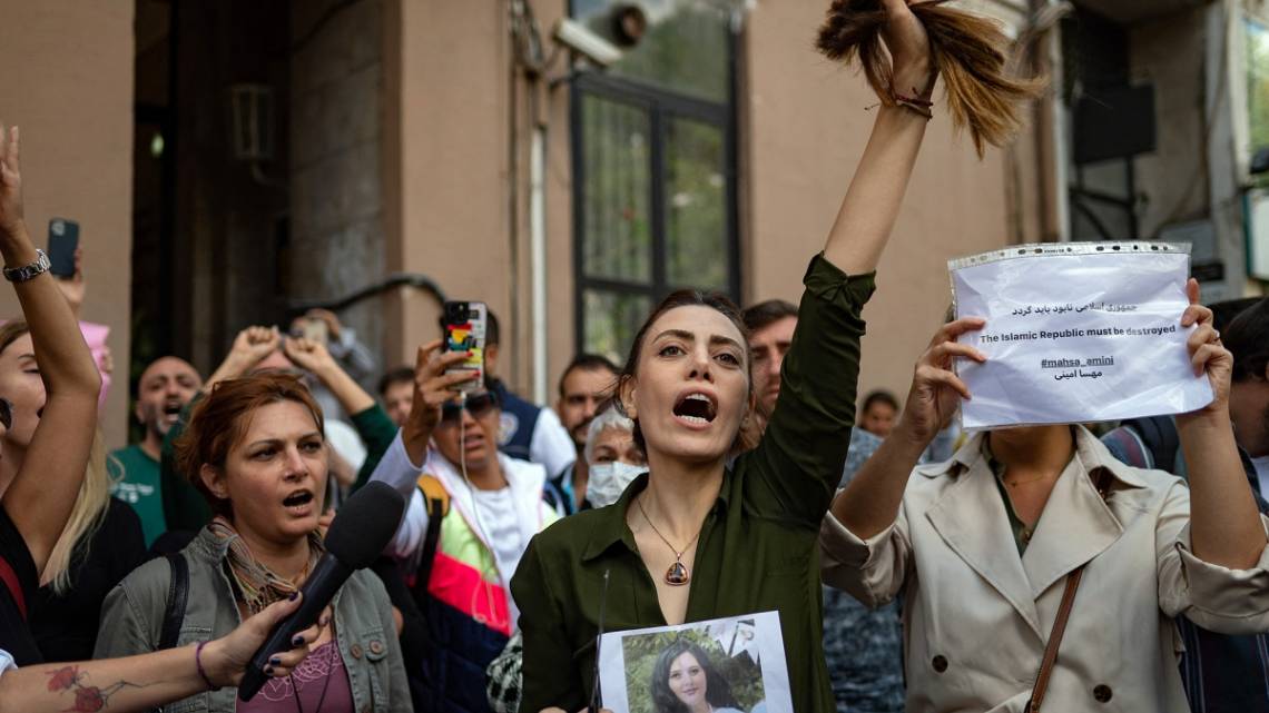 Protesta de mujeres en Irán. 