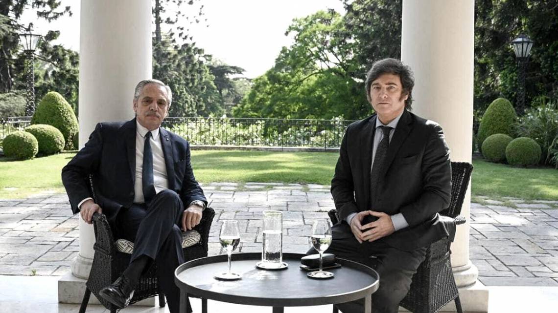 Alberto Fernández recibió a Javier Milei en la residencia de Olivos. (Foto: Presidencia)