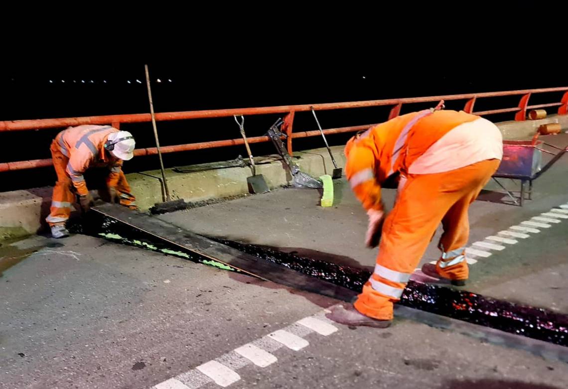 Finalizaron los trabajos nocturnos sobre el puente de la autopista