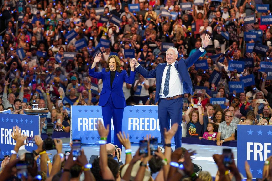 Kamala Harris, durante un acto de campaña en Milwaukee.