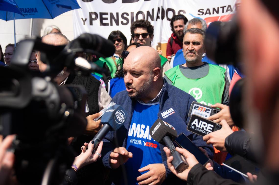 Rodrigo Alonso, durante la conferencia de prensa de este jueves. (Crédito: Prensa AMSAFE)