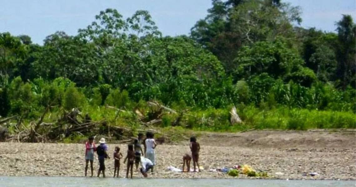 Niños de la tribu Mashco Piro en la Amazonia del Perú. 