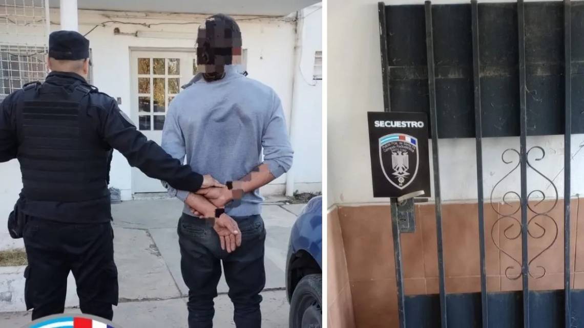 Robó medio portón de una obra en construcción y lo trasladó en un carro.