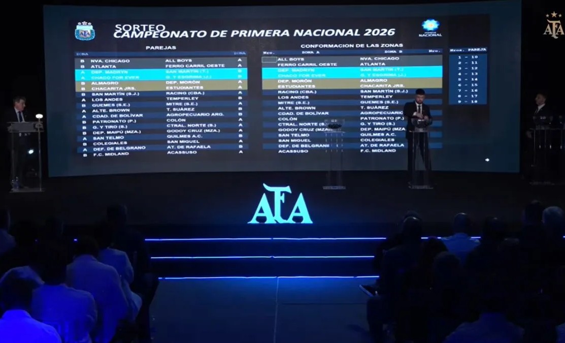 Se sorteó la Primera Nacional 2026: Colón integrará la Zona A.