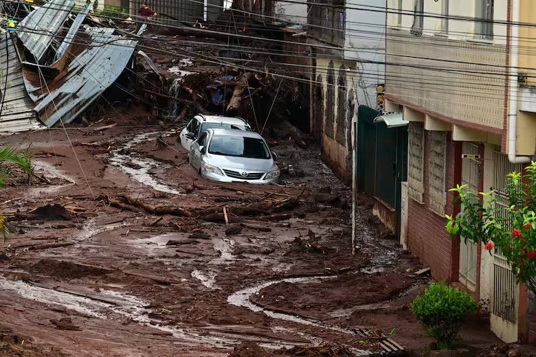 Zona da Mata, en el estado brasileño de Minas Gerais, afectada por severos temporales. (Foto: La Nación)