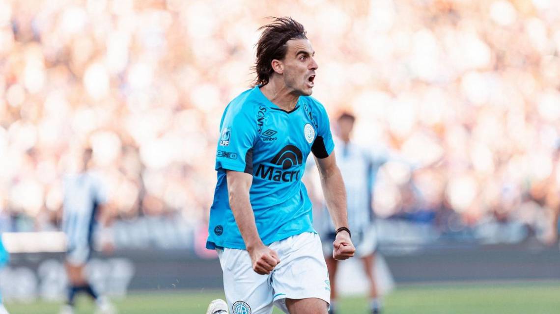 González Metilli celebra el gol que le dio la victoria a Belgrano en el clásico cordobés.