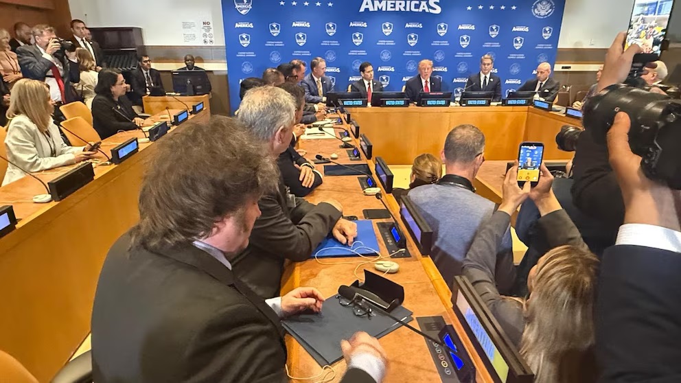 Trump y Milei coincidieron en la reunión del Escudo de las Américas.