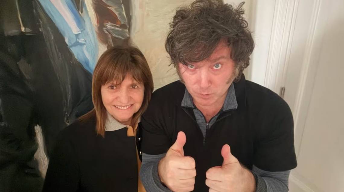 La imagen que compartieron Milei y Bullrich en redes sociales tras su encuentro.